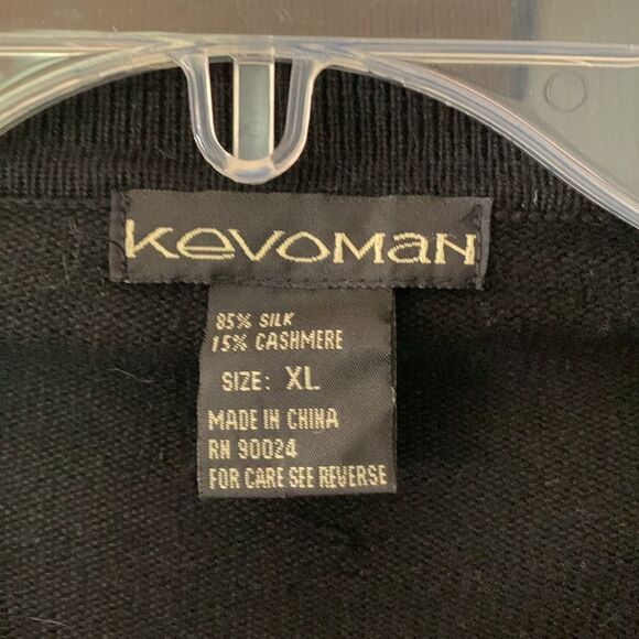 KEVOMAN sweater cashmere/silk blend polo style long sleeve men’s size XL - Picture 4 of 8